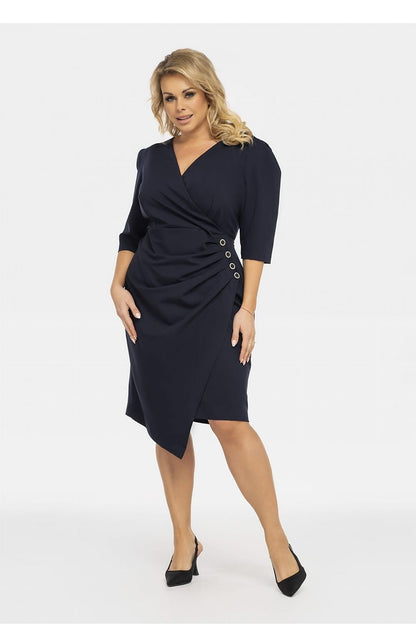 Plus Size Wrap Dress with 3/4 Sleeves