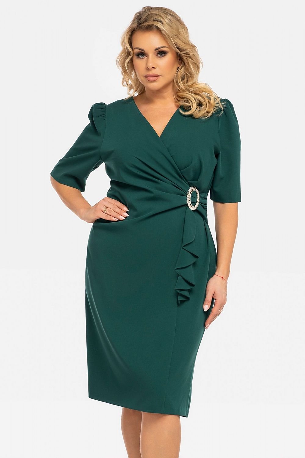 Plus Size Wrap Pencil Dress green