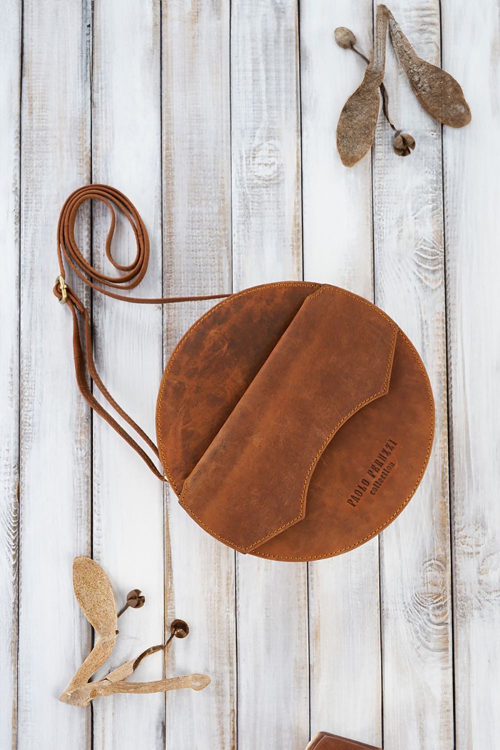 Leather Bucket Bag orange one-size-fits-all