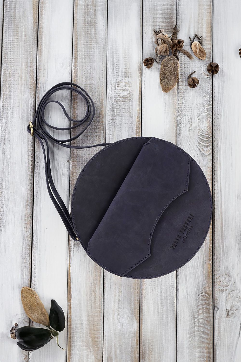 Leather Bucket Bag navy blue one-size-fits-all