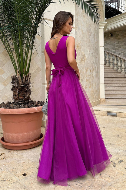 Elegant Layered Bridesmaid Dress with Cutout