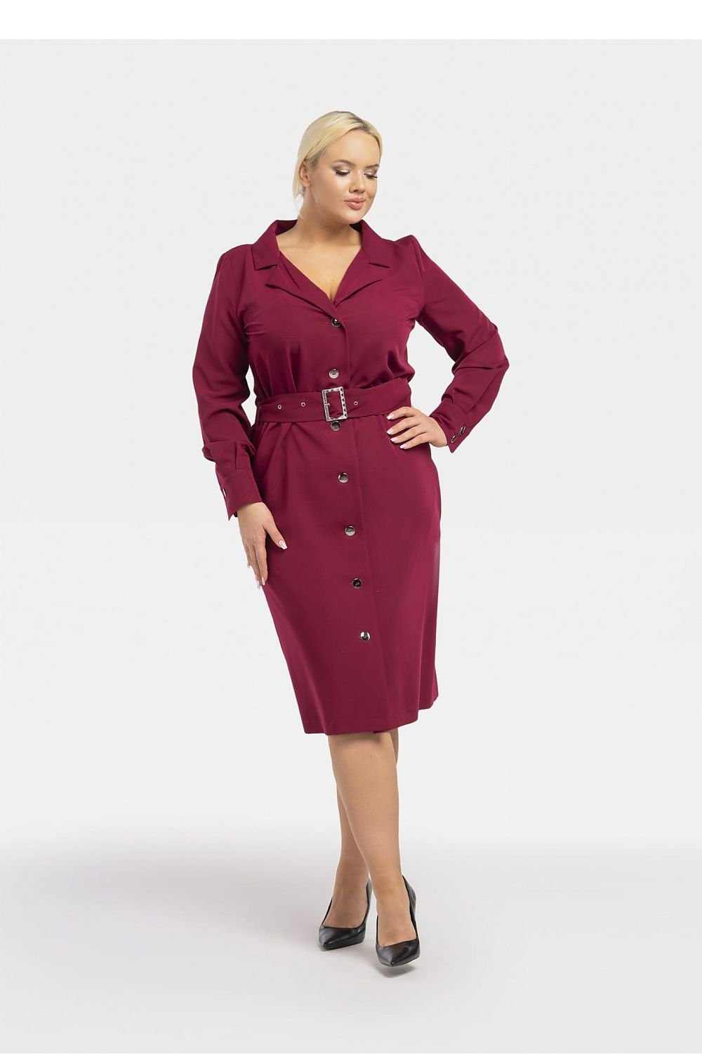 Plus Size Button-Down Dress red