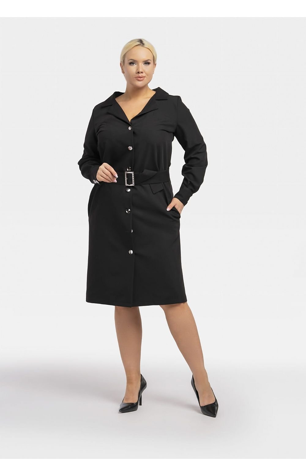 Plus Size Button-Down Dress black 2