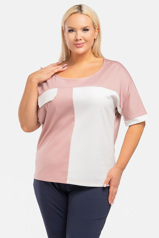 Plus Size Two-Tone Blouse pink