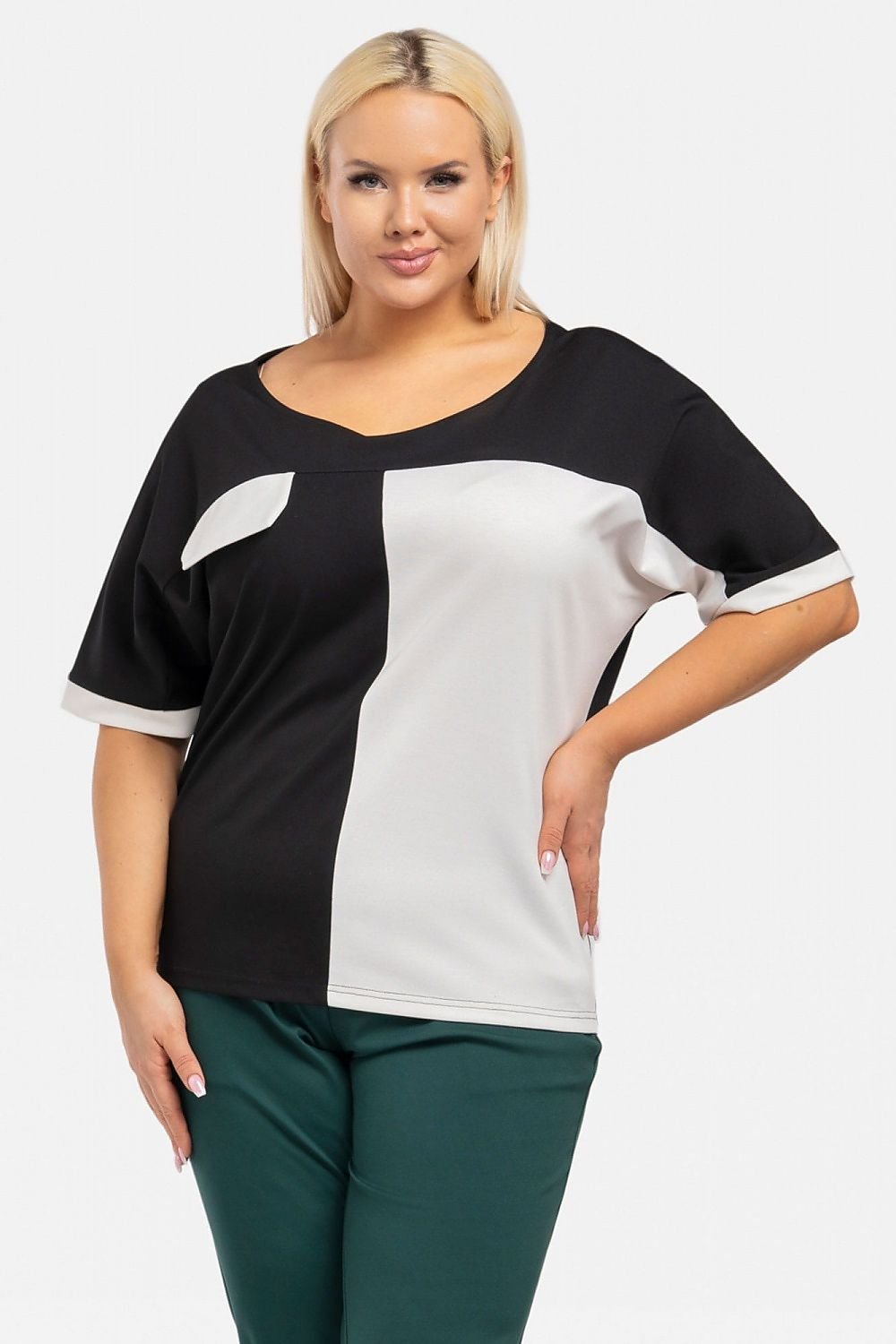 Plus Size Two-Tone Blouse black