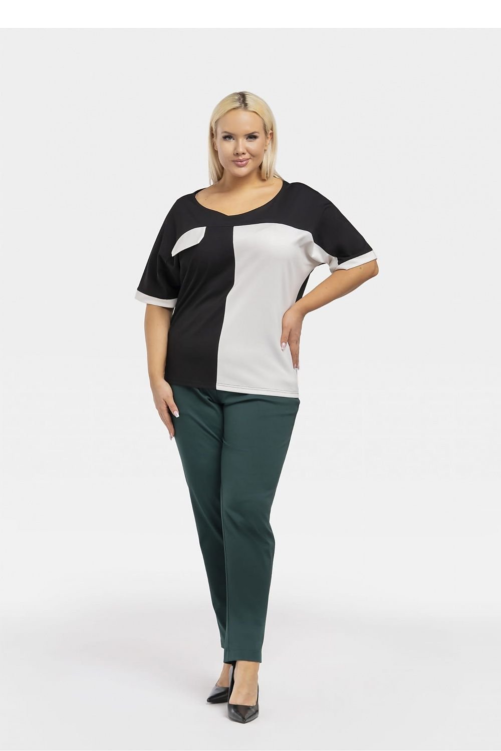 Plus Size Two-Tone Blouse