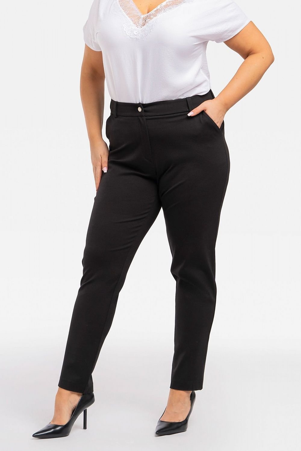 Plus Size Knit Formal Pants black