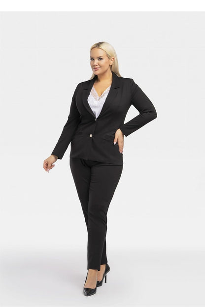 Plus Size Elegant Jacket with Decorative Buttons