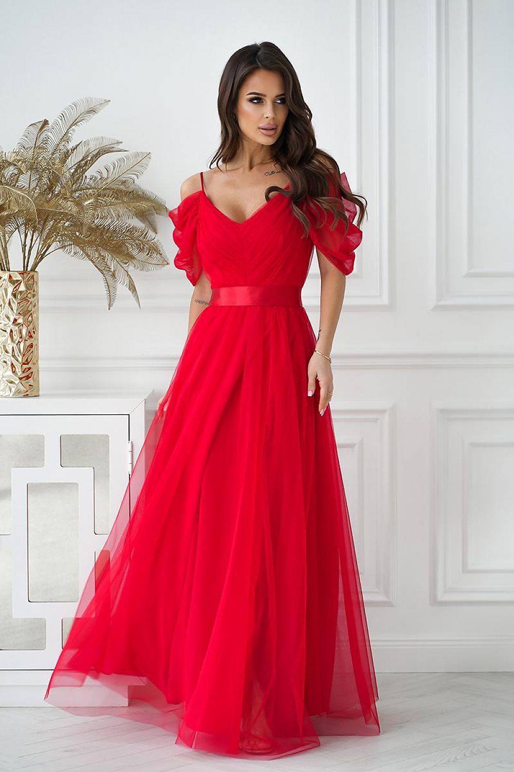 Flowy Satin Bridesmaid Dress red