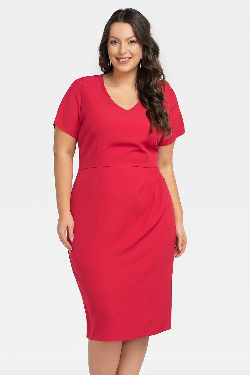 Plus Size Draped Pencil Dress red