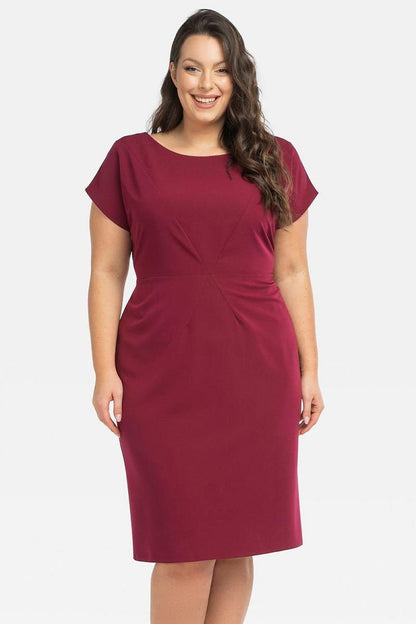 Plus Size Pencil Dress with Stitching red