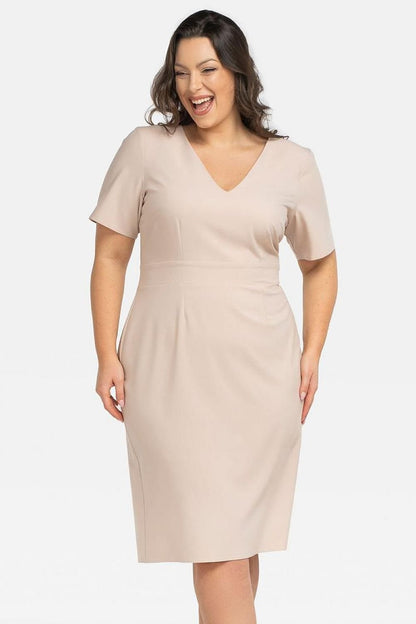 Plus Size Cutout Pencil Dress beige