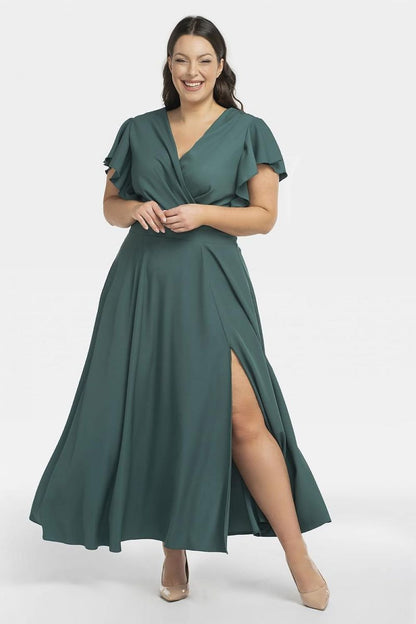 Plus Size Maxi Dress with Slit green