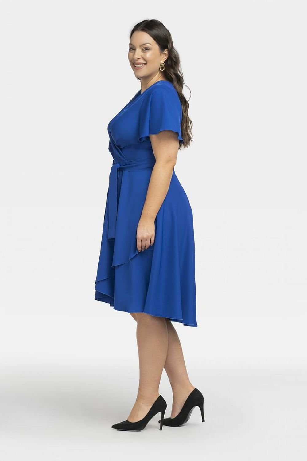 Plus Size Wrap Dress with Asymmetrical Hem