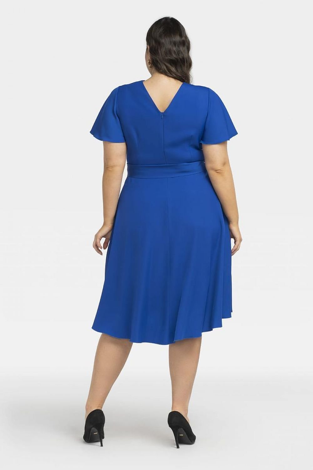 Plus Size Wrap Dress with Asymmetrical Hem