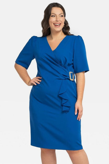 Plus Size Wrap Pencil Dress blue