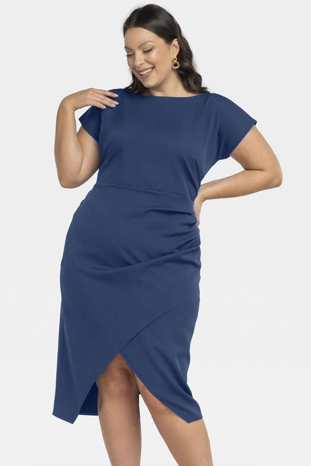 Plus Size Wrap Dress navy blue