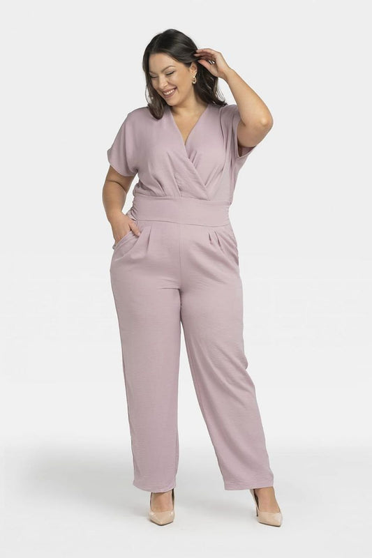 Plus Size Tie-Back Jumpsuit pink