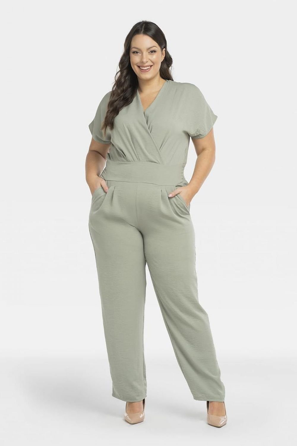 Plus Size Tie-Back Jumpsuit green