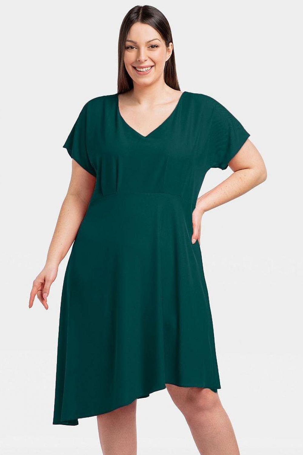 Plus Size Asymmetrical Dress green