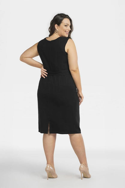 Plus Size Belted Heart Neckline Dress