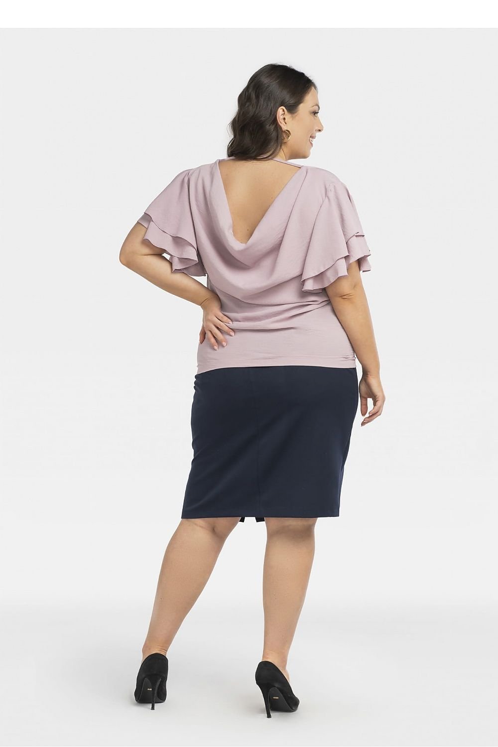 Plus Size V-Neck Back Detail Blouse