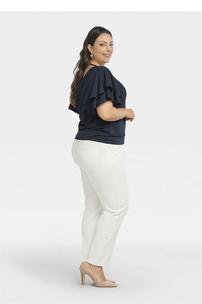 Plus Size V-Neck Back Detail Blouse