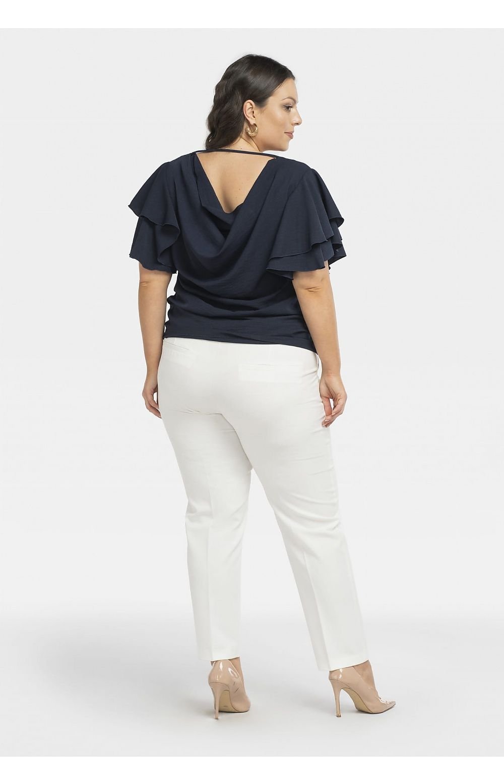 Plus Size V-Neck Back Detail Blouse