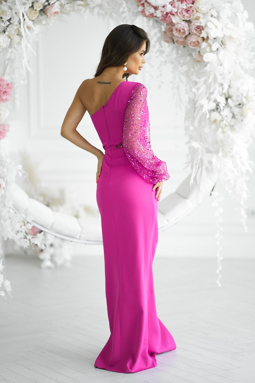 Asymmetrical Sequin Bridesmaid Dress