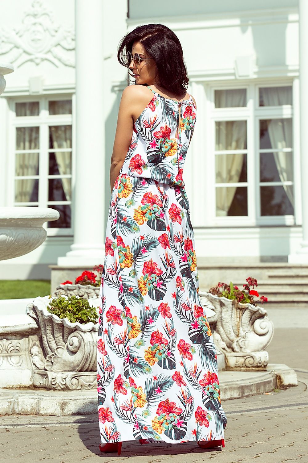 Ethereal Floral Maxi Dress with Slit and Neck Tie