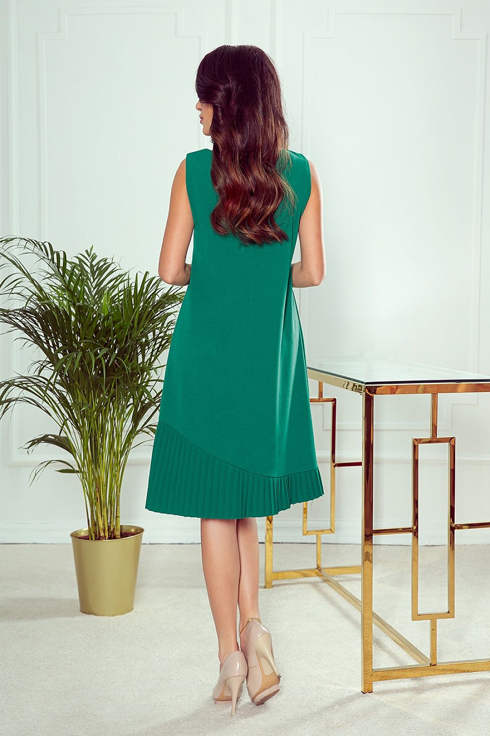 Modest Green Pleated Dress - Elegant and Timeless