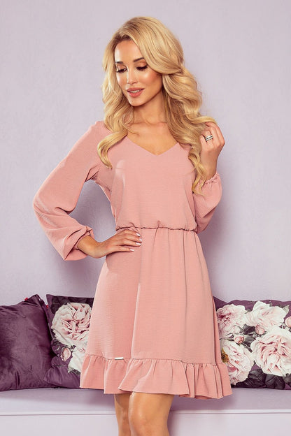 Honey-Colored Flowy Frill Dress pink