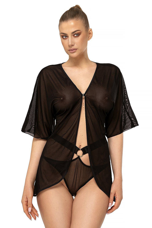 Black Sheer Split Back Negligee