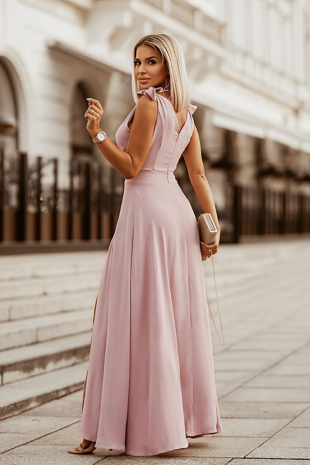 Flowy Bow Shoulder Bridesmaid Dress