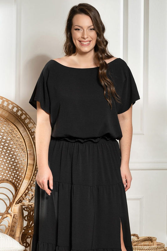 Plus Size Flowy Viscose Blouse black