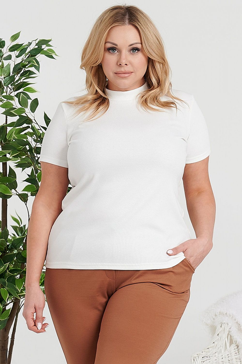 Plus Size Turtleneck Blouse white