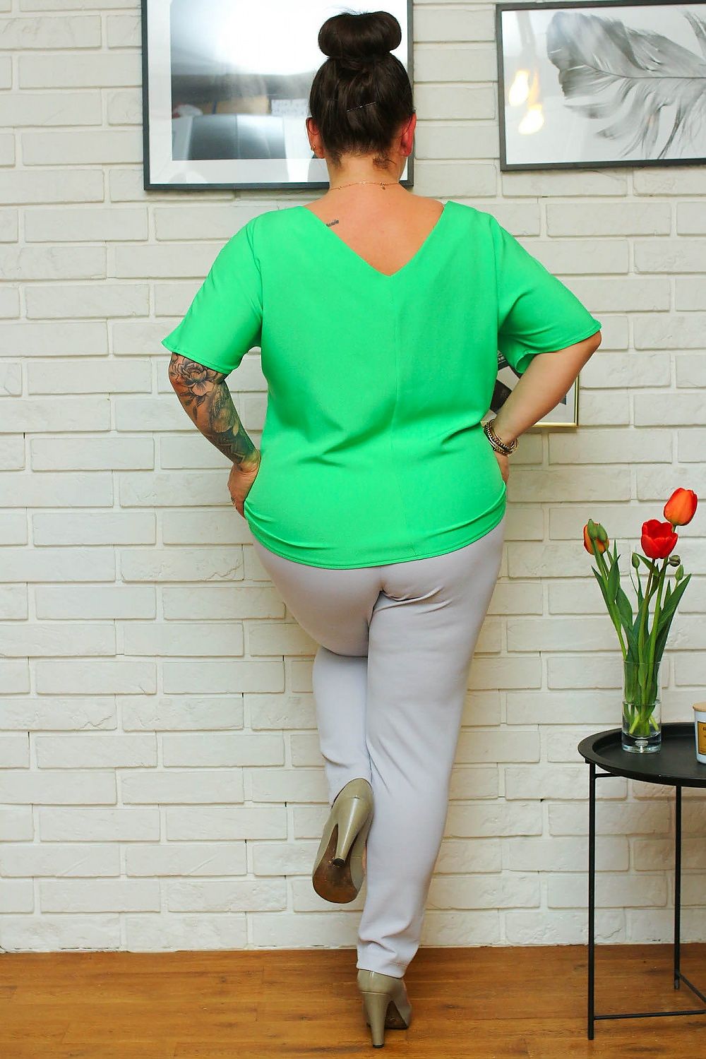 Plus Size Heart Neckline Blouse