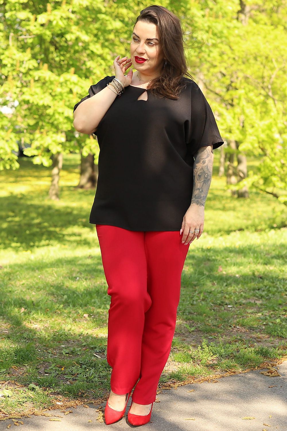 Plus Size Heart Neckline Blouse