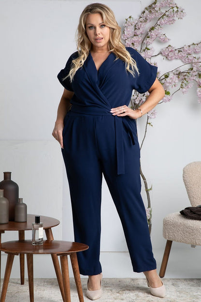 Farida Envelope Plus Size Jumpsuit navy blue