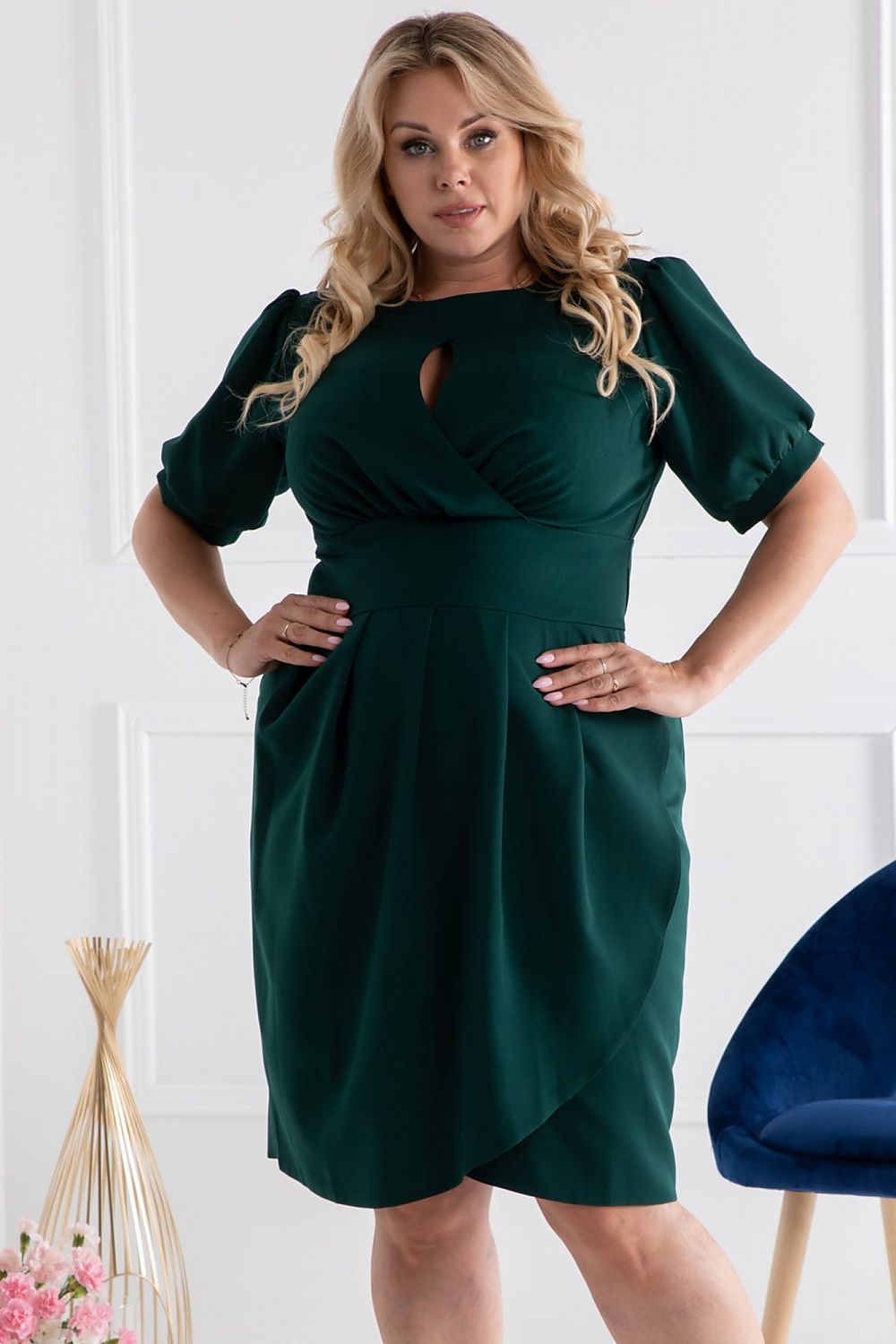 Plus Size Teardrop Waist Dress green