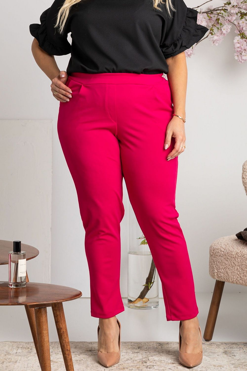 Curvy Comfort Stretch Trousers pink