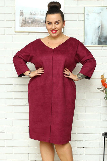 Plus Size Suede Midi Dress