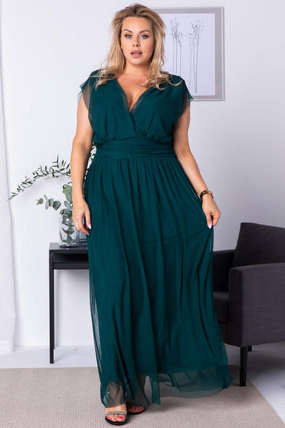 Plus Size Tulle Maxi Dress green