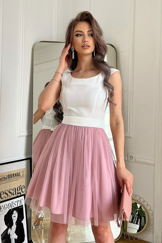 Elegant Belted Bridesmaid Dress pink