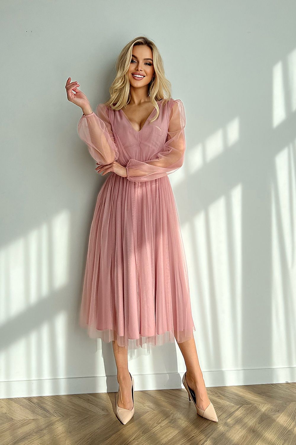 Elegant Layered Midi Dress with Brocade Mesh