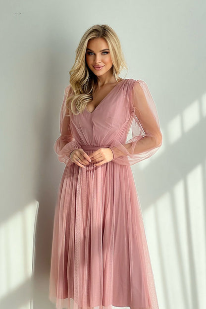 Elegant Layered Midi Dress with Brocade Mesh