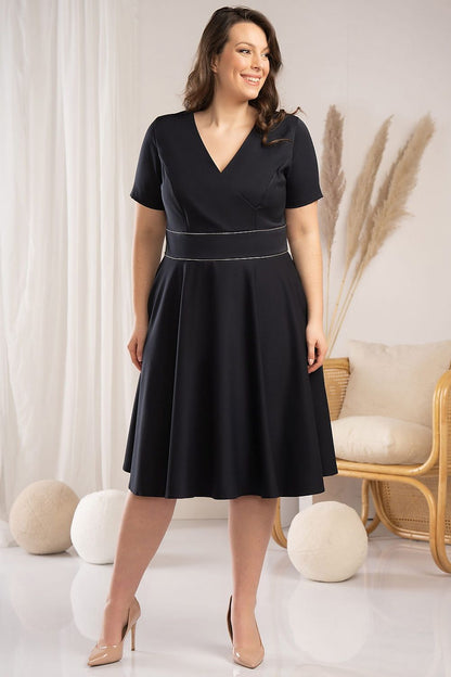 Plus Size Fit and Flare Dress navy blue