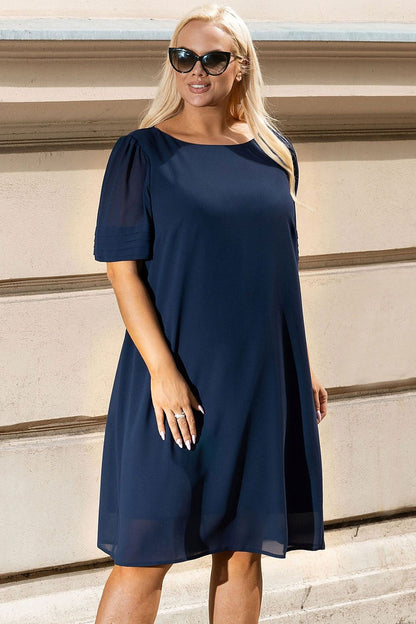 Plus Size Chiffon Dress navy blue