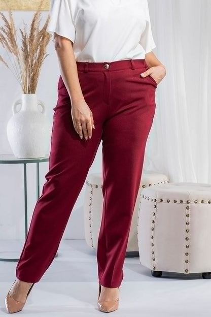 Plus Size High-Waisted Tapered Pants red