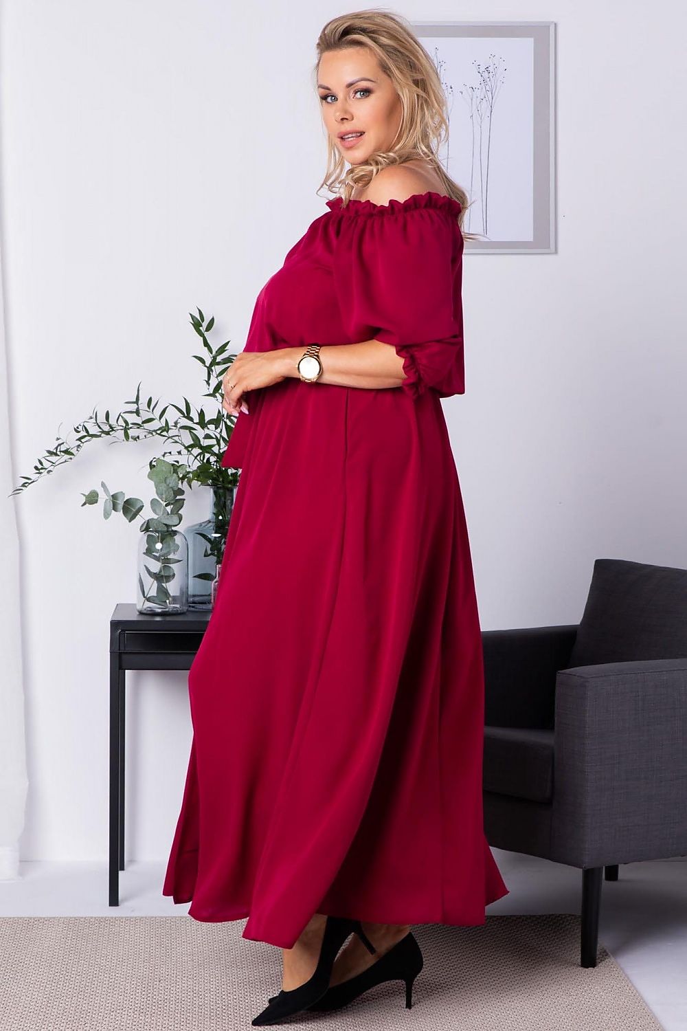 Plus Size Maxi Dress with Slit